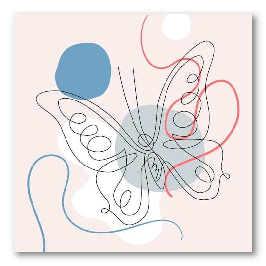 Designart - Butterfly One Line Drawing On Cubism Shapes III